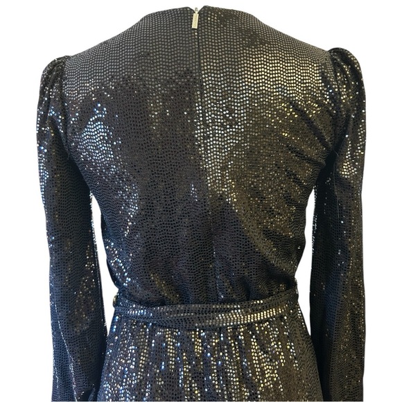 Michael Kors Mirror Dot Matte-Jersey Crossover Mini Dress long sleeve belted - Picture 8 of 11